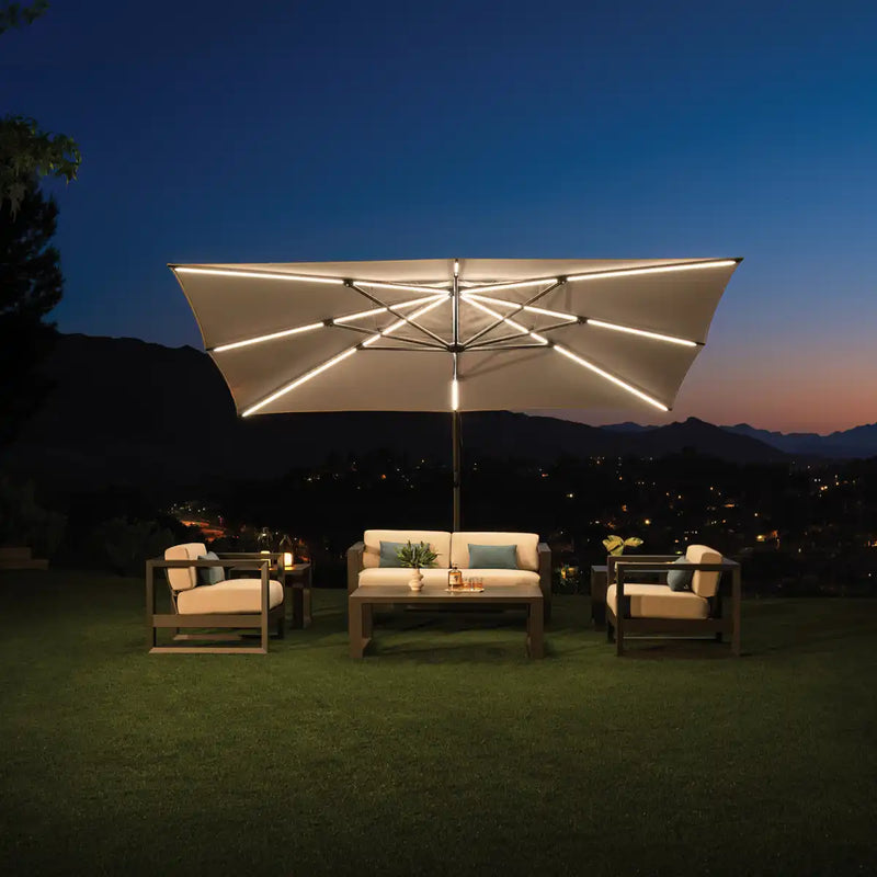 10'x13' Designer Rectangular AKZ+ Starlux Cantilever Umbrella - Natural - The Great Escape