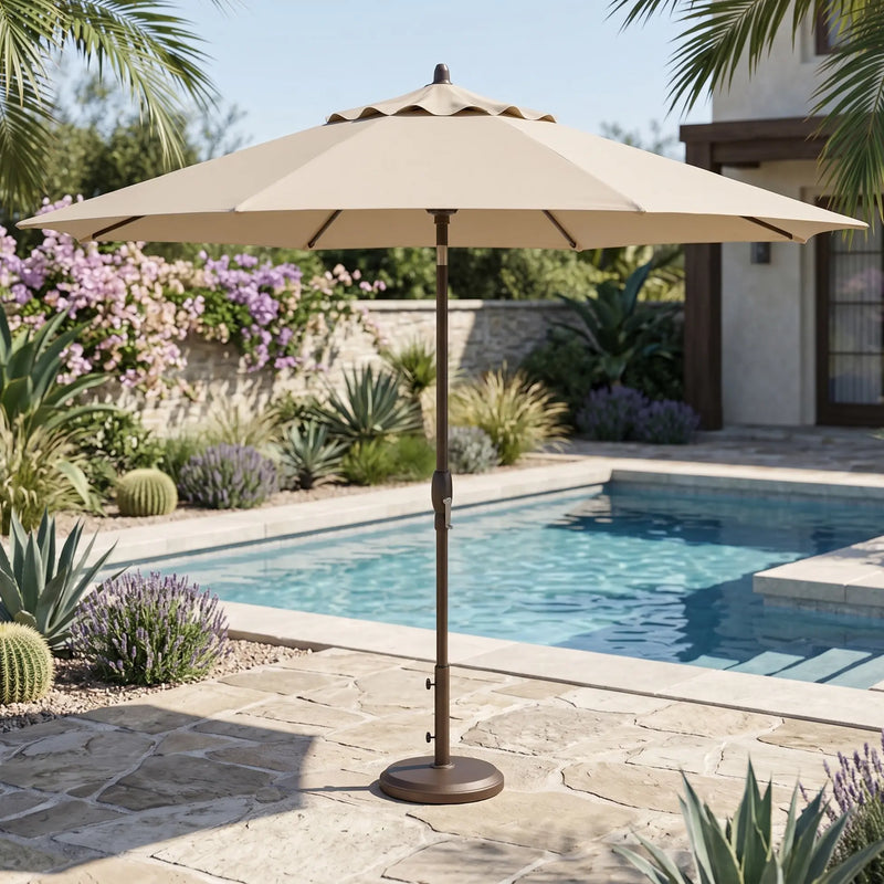 11' Classic Umbrella - Champagne Linen - The Great Escape