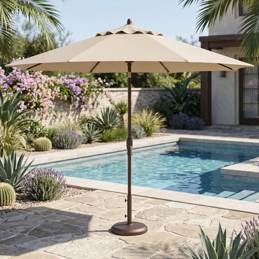 11' Classic Umbrella - Champagne Linen - The Great Escape