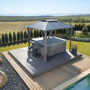 Napa Louvered Gazebo W/ Side Bar & 2 Barstools - The Great Escape