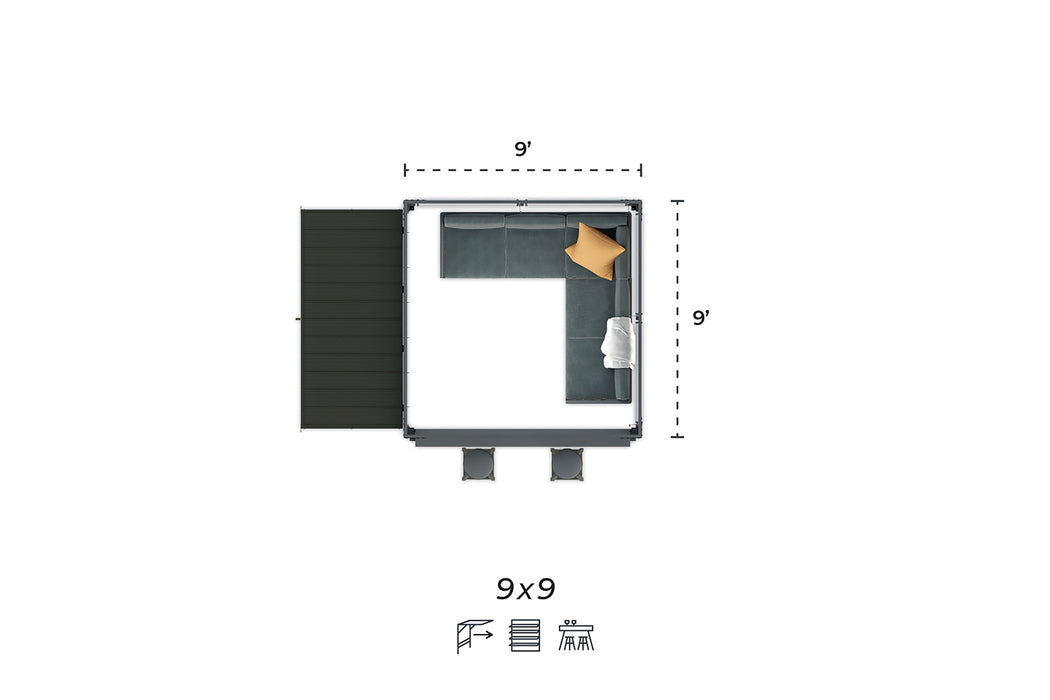 9'x9' Napa Cabana Louvered Gazebo W/ Side Bar & 2 Barstools | The