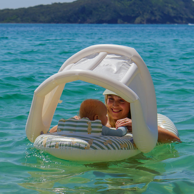 Float Together Baby Seat Duck Sage Stripe - The Great Escape
