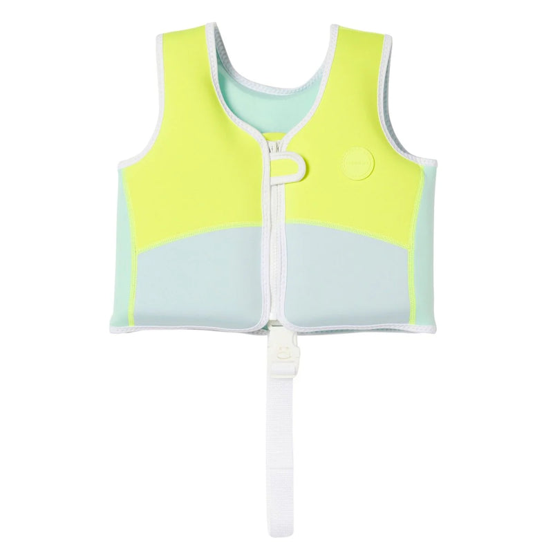 Kids Swim Vest - Salty The Shark Neon Yellow (Size 2-3) - The Great Escape