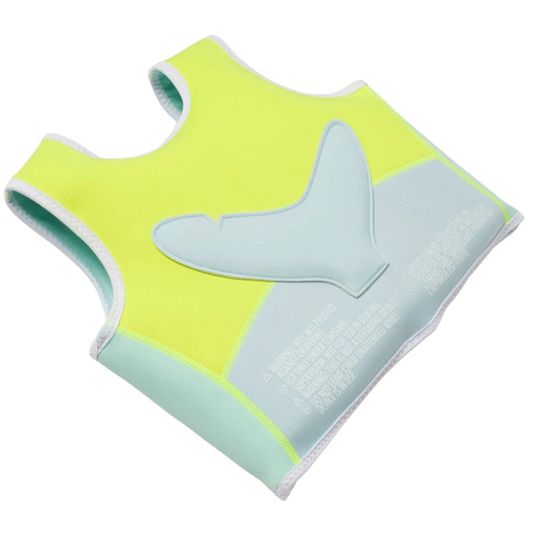 Kids Swim Vest - Salty The Shark Neon Yellow (Size 2-3) - The Great Escape