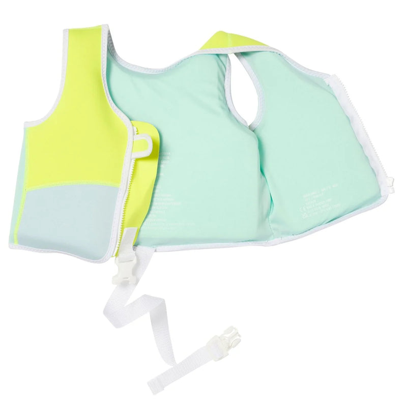 Kids Swim Vest - Salty The Shark Neon Yellow (Size 2-3) - The Great Escape