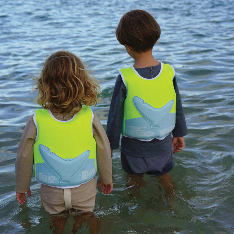 Kids Swim Vest - Salty The Shark Neon Yellow (Size 2-3) - The Great Escape