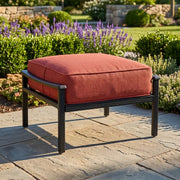 Stratford Black Cushioned Ottoman Canvas Henna - The Great Escape