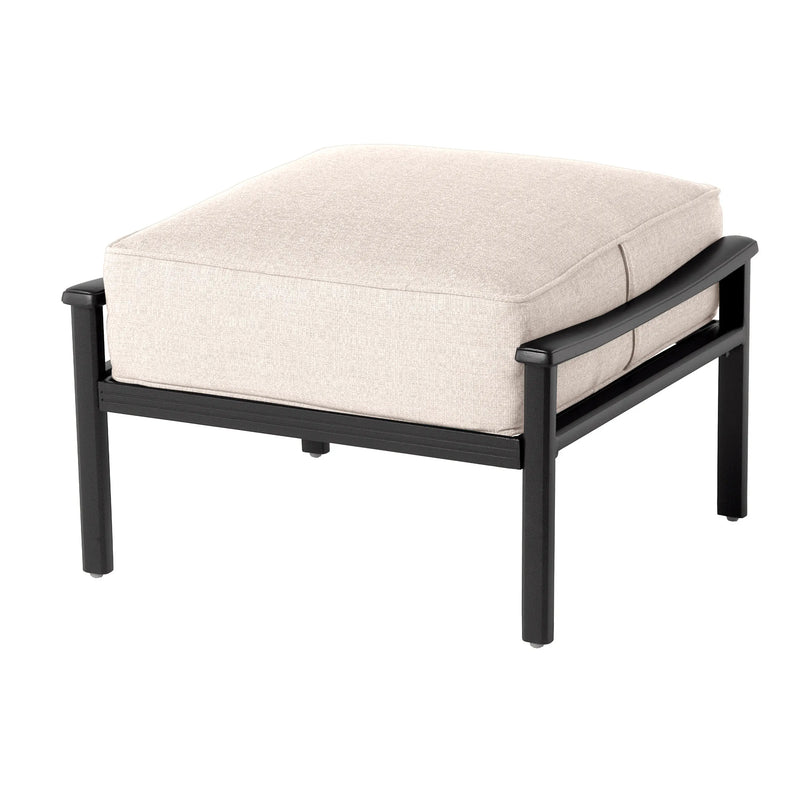 Stratford Black Cushioned Ottoman - Spectrum Sand "RAIN" - The Great Escape