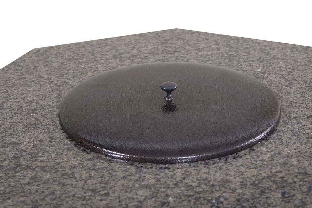 32" Tropical Brown Granite Mini Octagon Fire Table W/ Lid - The Great Escape