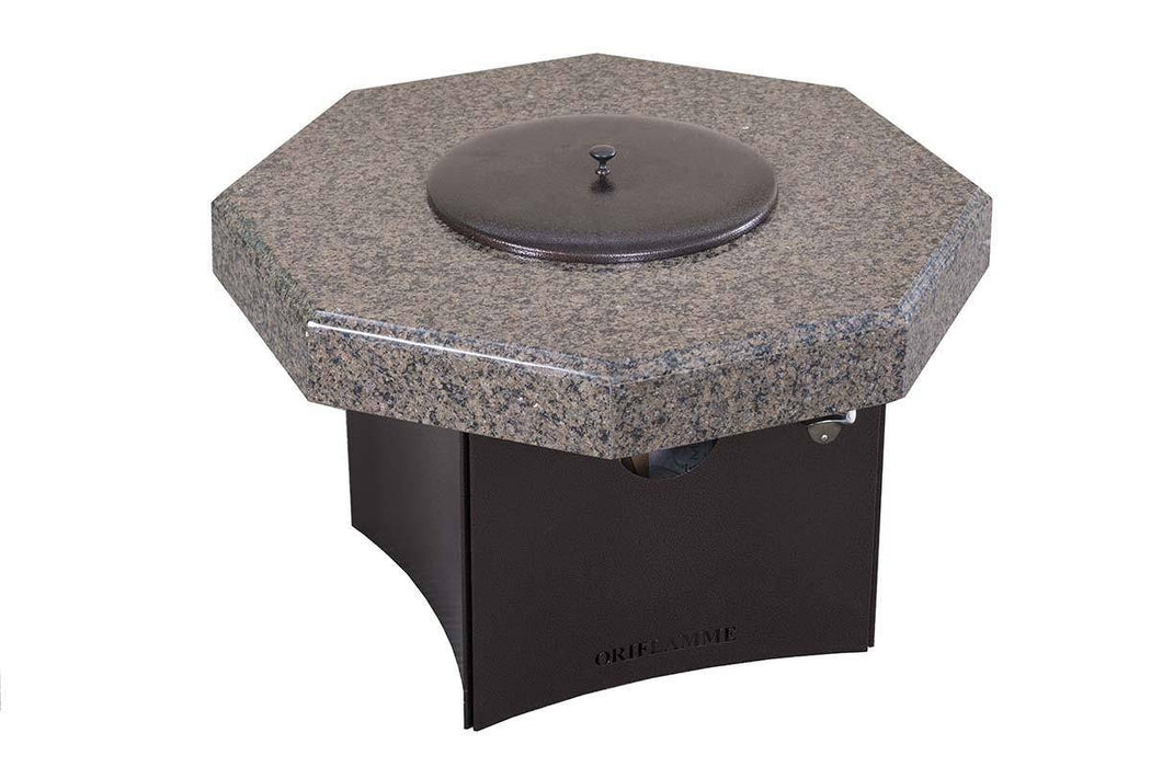 32" Tropical Brown Granite Mini Octagon Fire Table W/ Lid - The Great Escape