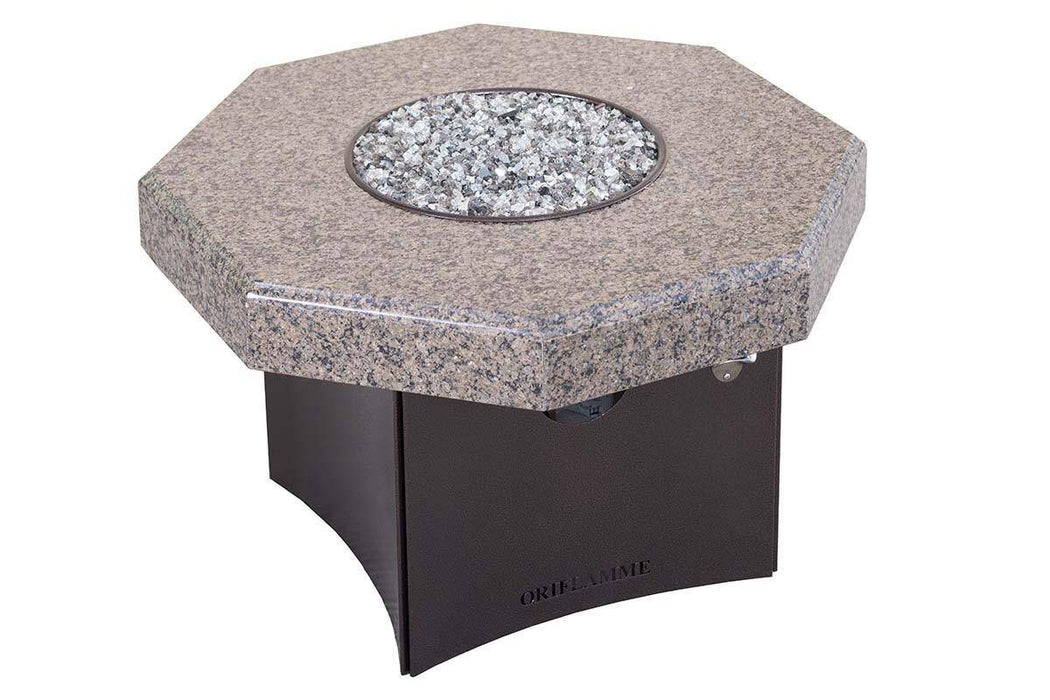 32" Tropical Brown Granite Mini Octagon Fire Table W/ Lid - The Great Escape