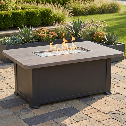 36" X 58" Graphite Erie Etch Fire Table W/ Lid - The Great Escape