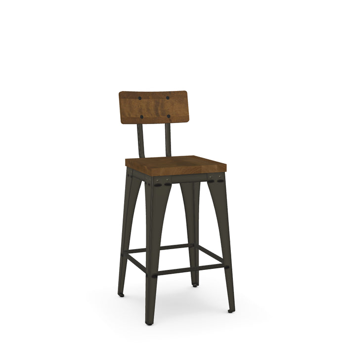 Upright Counter Stool - Wood Seat / Wood Back