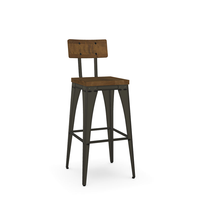 Upright Barstool - Wood Seat/Wood Back - The Great Escape