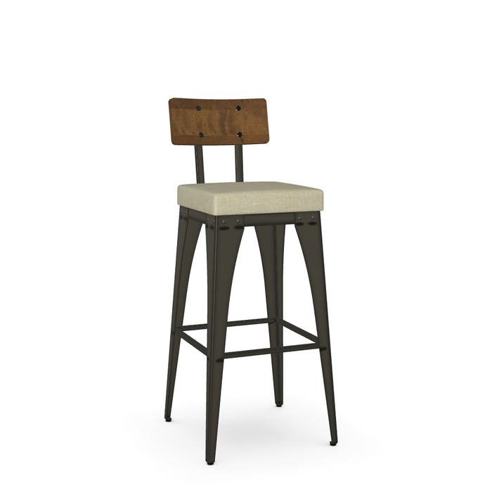 Upright Barstool - Material Seat / Wood Back