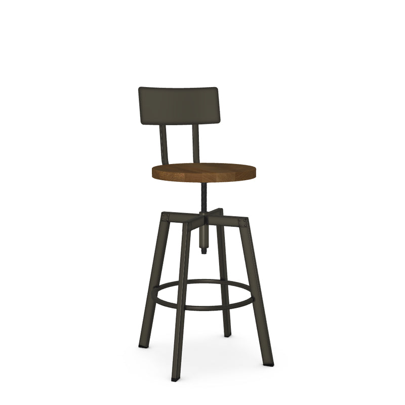 Architect Adjustable Stool - Metal Back/Wood Seat - The Great Escape