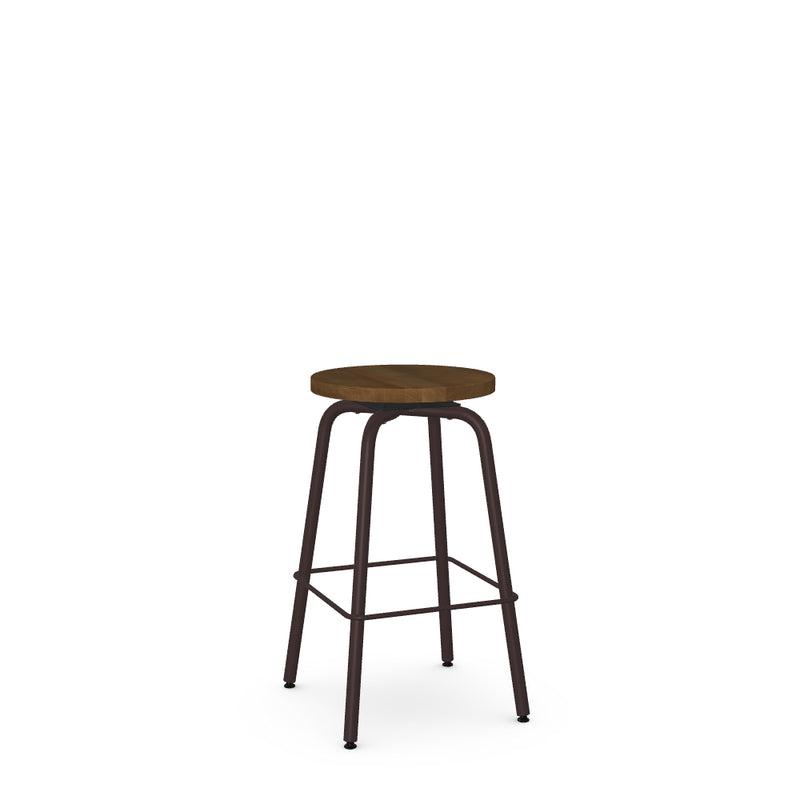 Button Backless Counter Stool - Wood Seat - The Great Escape