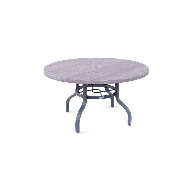 54" Round Salvaged Lumber Erie Etched Aluminum Table - The Great Escape
