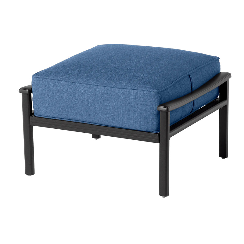Stratford Black Cushioned Ottoman - Spectrum Indigo "RAIN" - The Great Escape