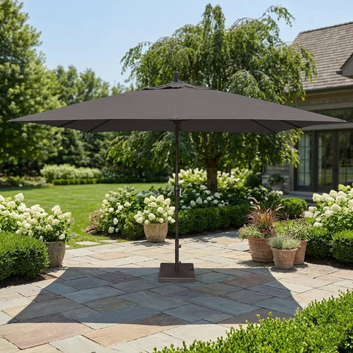 8 x 11 patio umbrella Grand FT 10-Year-Non-Fading Patio Umbrella, Outdoor with Faux-Wood Grain Aluminum Ribs, Market Umbrella with Pulley Lift, Ventilation, Waterproof for Poolside, Deck, Backyard, Gray Fabric : Patio Experience ultimate comfort and style with this 11 x 11 ft 8' x 11' Rectangular Outdoor