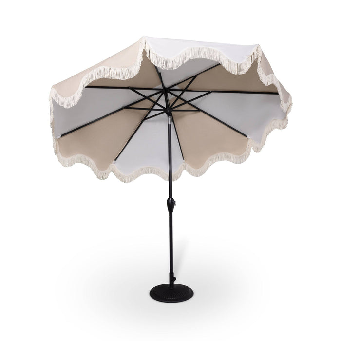 9' Classic Umbrella - Oat/White Stripe - The Great Escape