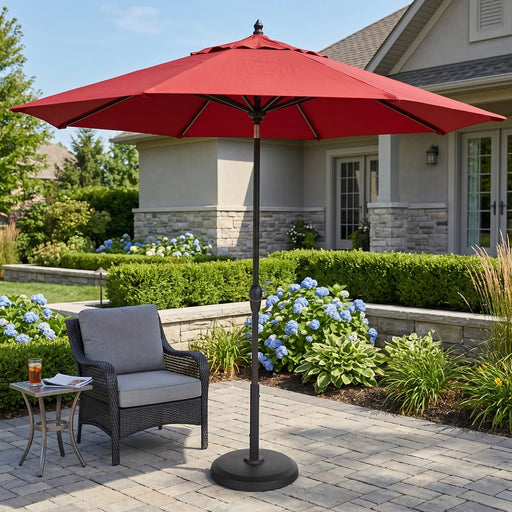 garden oasis 9 patio umbrella YJAF-013T 11.5 ft Steel Round Offset (Cantilever) round tables 9' Market Style Outdoor Umbrella
