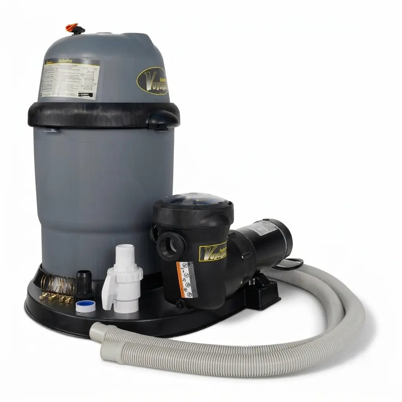 110 Swimpro 2HP 2 Speed Element System W/ Twist Lock Motor, Tank, Base, Cartridge, Fittings, & Hoses - The Great Escape