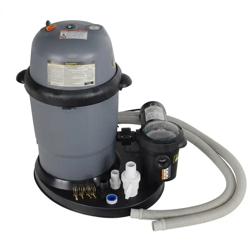 110 Swimpro 2HP 2 Speed Element System W/ Twist Lock Motor, Tank, Base, Cartridge, Fittings, & Hoses - The Great Escape