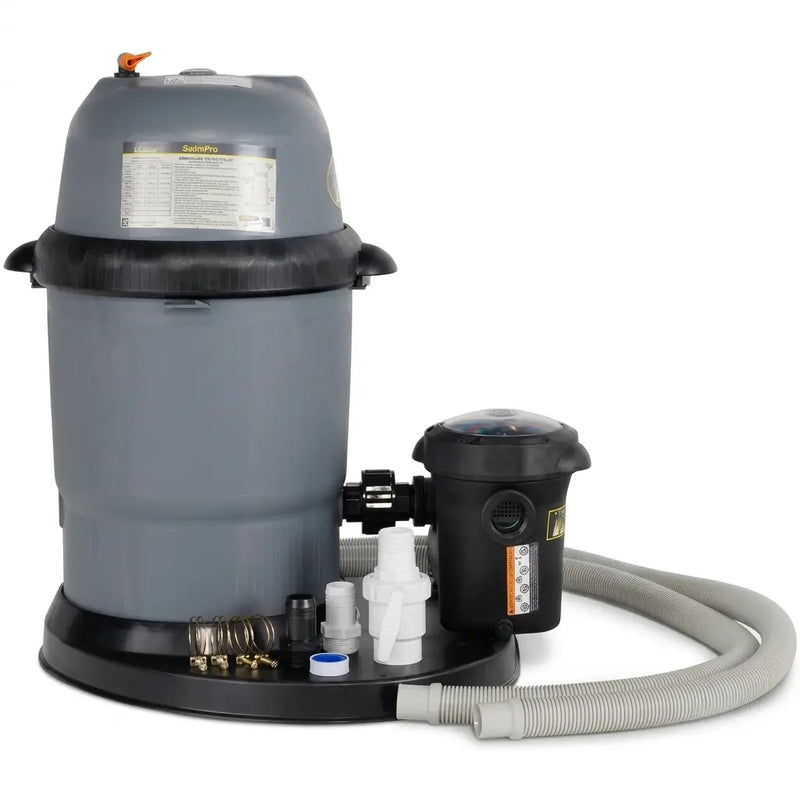 110 Swimpro 2HP 2 Speed Element System W/ Twist Lock Motor, Tank, Base, Cartridge, Fittings, & Hoses - The Great Escape