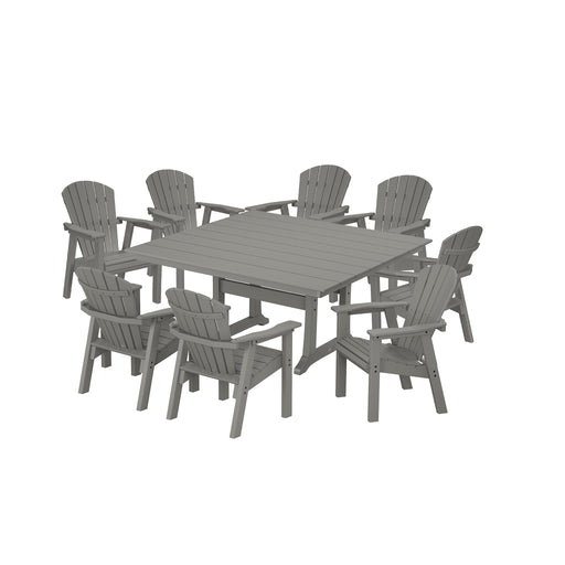 Photo of Seashell 9 Piece Farmhouse Dining Set in Slate Grey