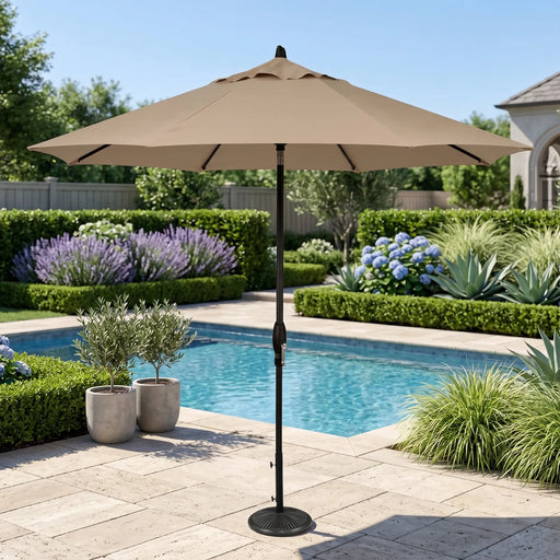 9' Designer Umbrella - Heather Beige - The Great Escape