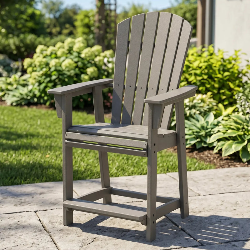Picture of Nautical Counter Height Adirondack Chair in Slate Grey
