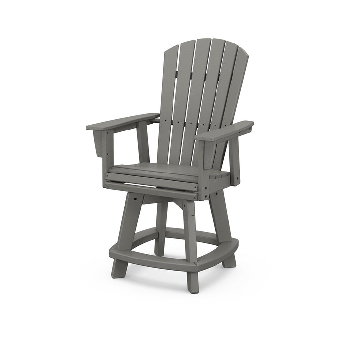 Nautical Curveback Adirondack Swivel Counter Chair in Slate Grey