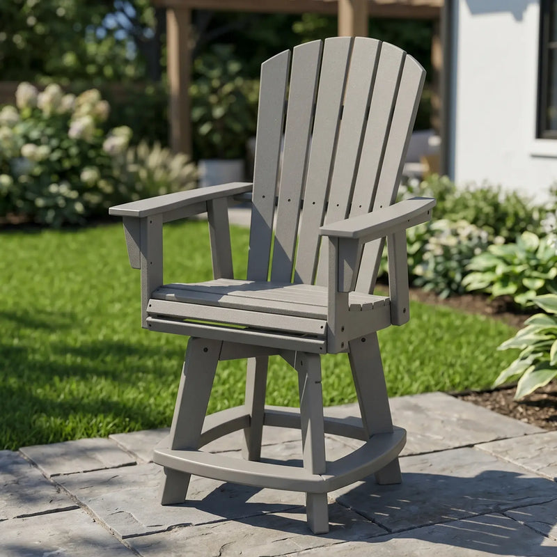 Nautical Curveback Adirondack Swivel Counter Chair in Slate Grey