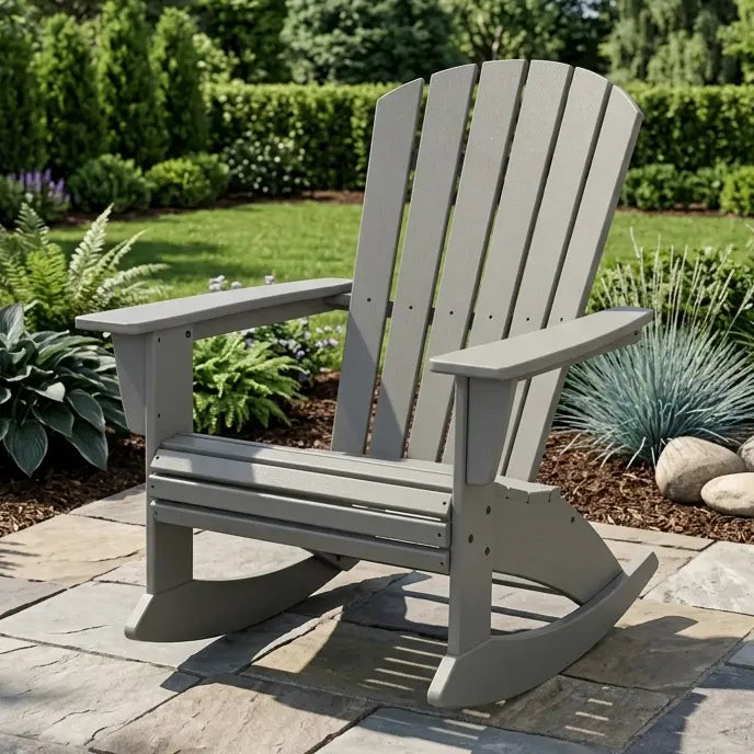 Nautical Curveback Adirondack Rocker Chair Slate Grey - The Great Escape