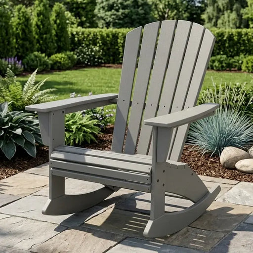Nautical Curveback Adirondack Rocker Chair Slate Grey - The Great Escape