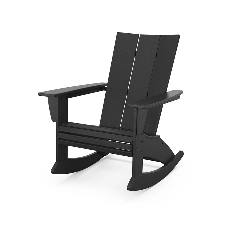 Modern Curveback Adirondack Rocker Chair in Black