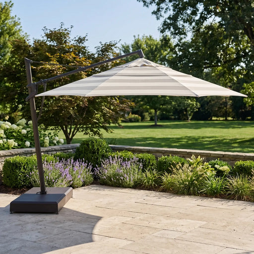 13' Designer Octagon AKZ+ Cantilever Umbrella - New Block Smoke Stripe - The Great Escape