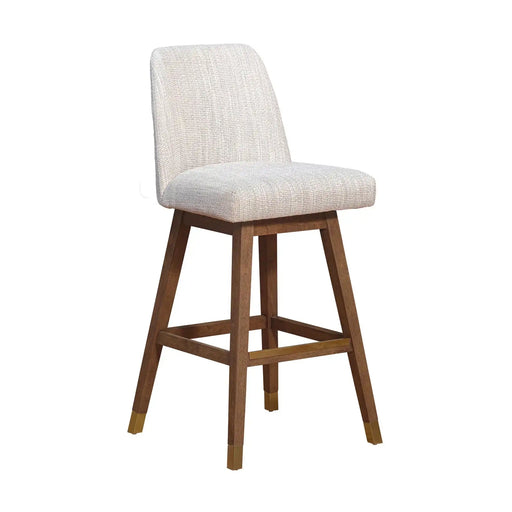 Eliana Swivel Wood Barstool Brown Oak/Beige - The Great Escape