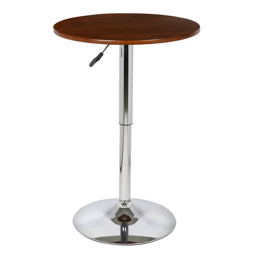 Baldwin 24" Round Adjustable Pub Table in Chrome/Walnut