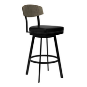 Atmore Armless Swivel 26" Counter Stool - Black/Grey - The Great Escape