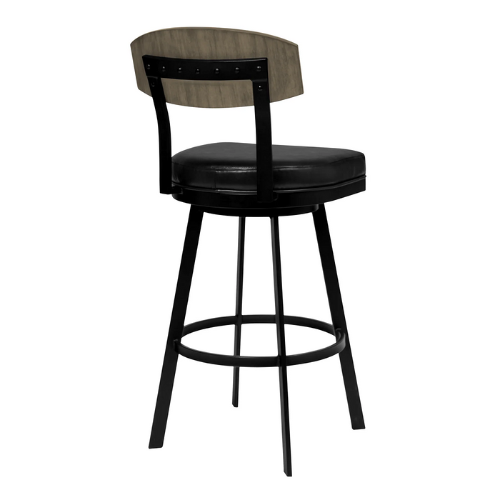 Atmore Armless Swivel 30" Barstool - Black/Grey