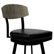 Atmore Armless Swivel 26" Counter Stool - Black/Grey - The Great Escape