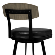 Atmore Armless Swivel 26" Counter Stool - Black/Grey - The Great Escape