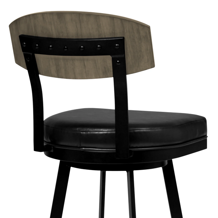 Atmore Armless Swivel 30" Barstool - Black/Grey