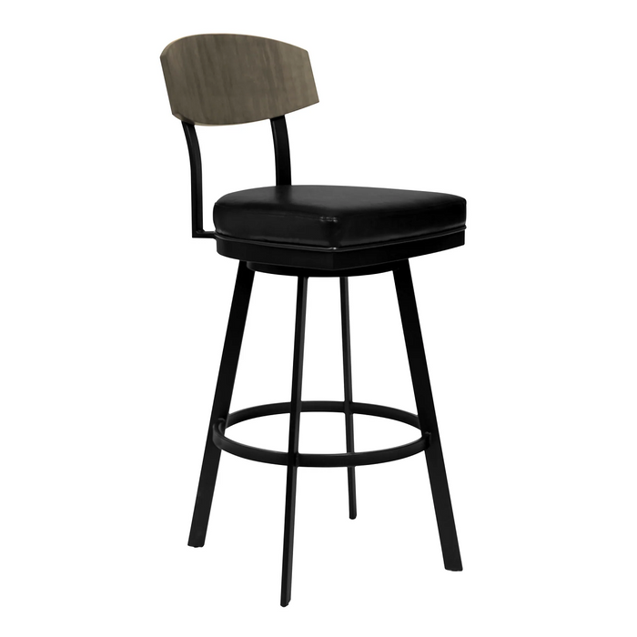 Atmore Armless Swivel 30" Barstool - Black/Grey