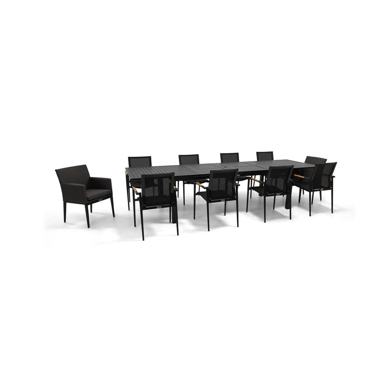 Capri 11 Piece Black Sling Dining Group - The Great Escape