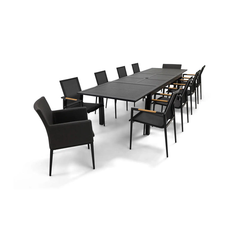 Capri 11 Piece Black Sling Dining Group - The Great Escape