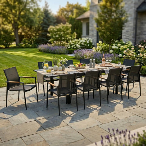 Capri 11 Piece Black Sling Dining Group - The Great Escape