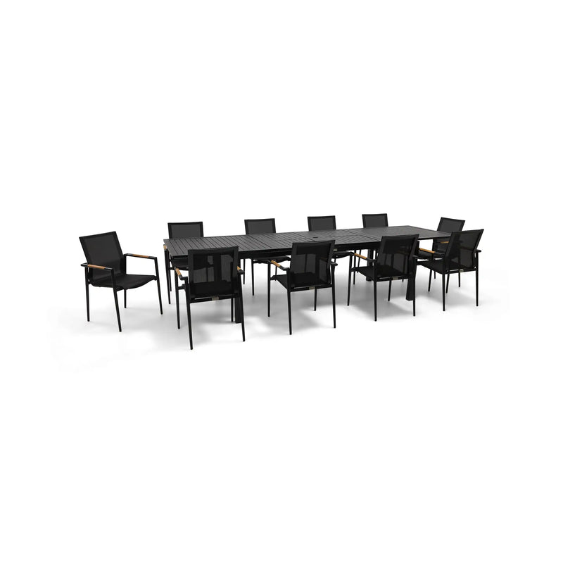 Capri 11 Piece Black Sling Dining Group - The Great Escape